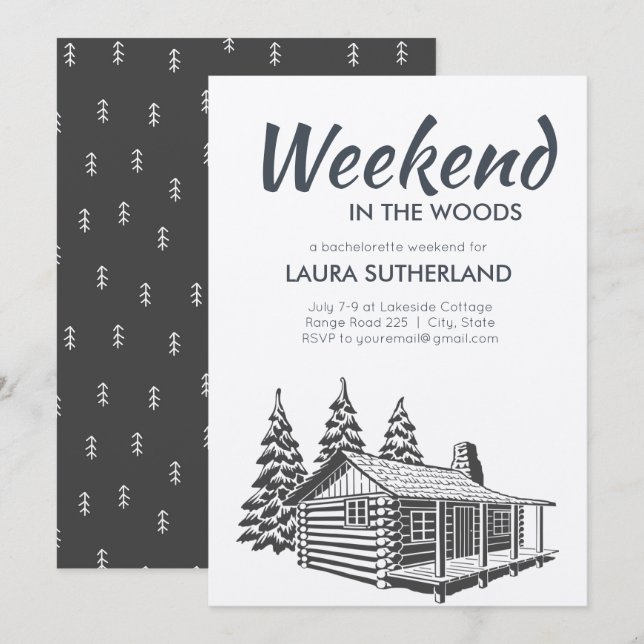Invitación de fin de semana en el bosque (Anverso / Reverso)