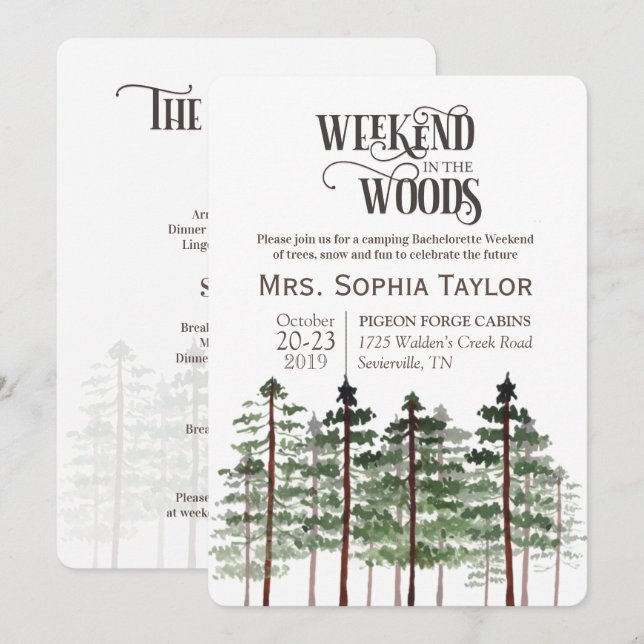 Invitación de fin de semana en el bosque (Anverso / Reverso)