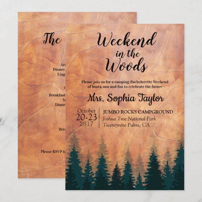 Invitación de fin de semana en el bosque (Anverso / Reverso)