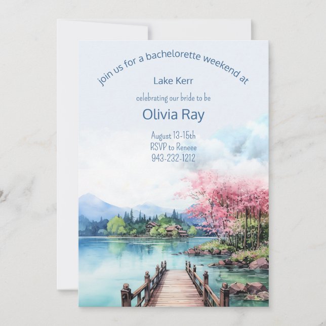 Invitación de fin de semana en el lago Bachelorett (Anverso)