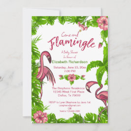 Invitación de Flamencos Tropicales y Flores