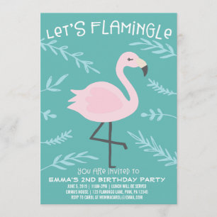 Invitación de Flamingle Cute Flamingo Pastel