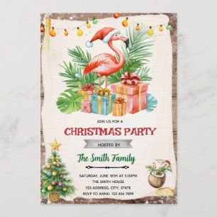 Invitación de Flamingle Jingle Navidad en Julio