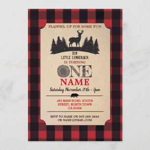Invitación de Flannel Rojo al primer cumpleaños de