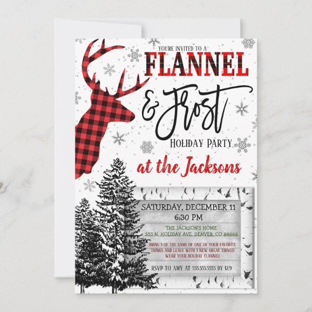 Invitación de Flannel y Frost Party (Anverso)