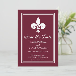 Invitación de Fleur de Lis de Vino para Guardar la