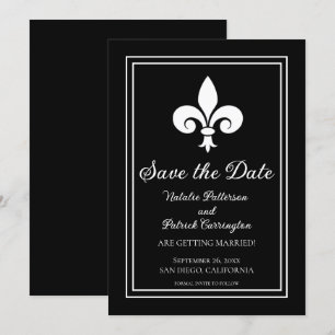 Invitación de Fleur de Lis Negro para Guardar la F