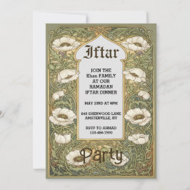 Invitación de Flor de Amapola Iftar Art Nouveau