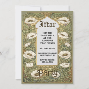 Invitación de Flor de Amapola Iftar Art Nouveau