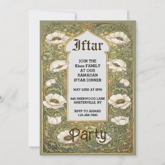Invitación de Flor de Amapola Iftar Art Nouveau