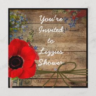 Invitación de flor de amapolas para la ducha nupci
