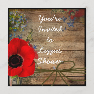 Invitación de flor de amapolas para la ducha nupci