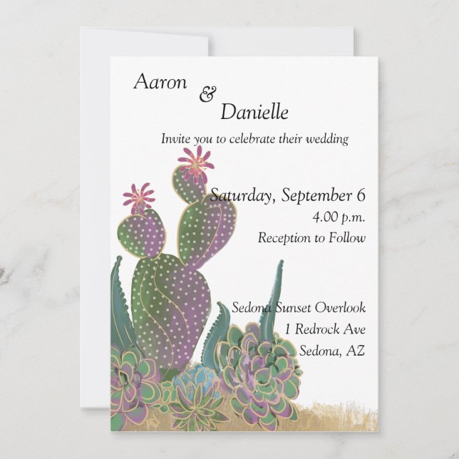 Invitación de Flor de Cactus Sedona (Anverso)