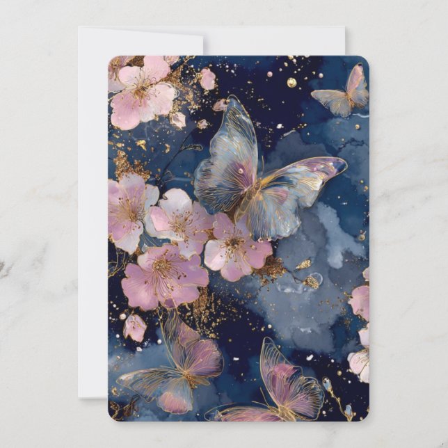 Invitación de Flor de Cerezo Rosa – Árbol Sakura (Anverso)