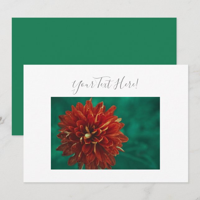 Invitación de Flor de Dalia Roja Preciosa con tu T (Anverso / Reverso)