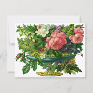 Invitación de Flor de Jardín de Rosas Rosadas Flor