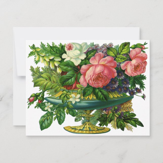 Invitación de Flor de Jardín de Rosas Rosadas Flor (Anverso)