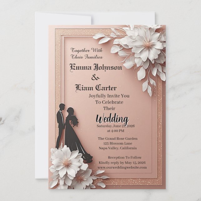 ✨ Invitación de Flor de Papel para Invitados de la (Anverso)