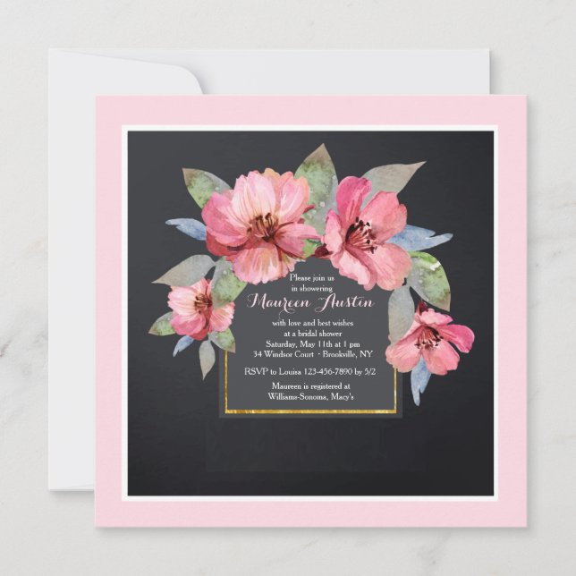 Invitación de Flor de Perro Rosa (Anverso)