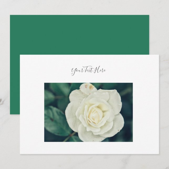 Invitación de Flor de Rosa Blanca Espectacular con (Anverso / Reverso)
