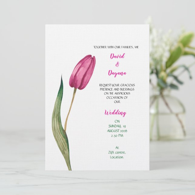 Invitación de flor de tulipán simple (Anverso de pie)
