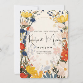Invitación de Flor Silvestre Boho Cream & Color