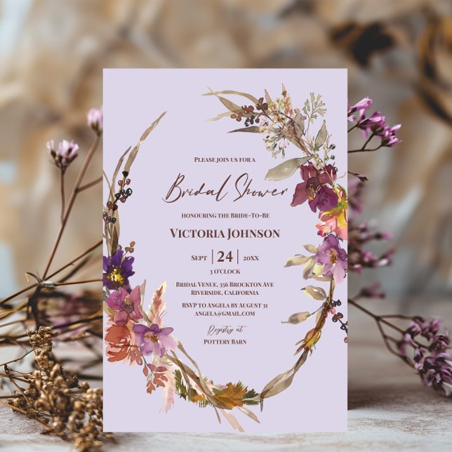 Invitación de flor silvestre de acuarela de lavand (Subido por el creador)