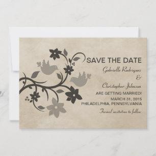 Invitación de Floral Gris de las Palomas del Amor