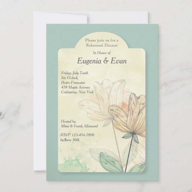 Invitación de Flores Acuarela (Anverso)