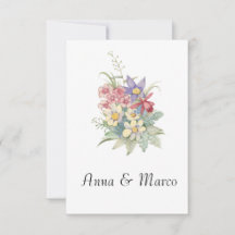 Invitación de flores acuarela para boda, plantilla