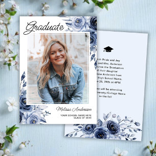 Invitación de flores azules de la Marina Graduada