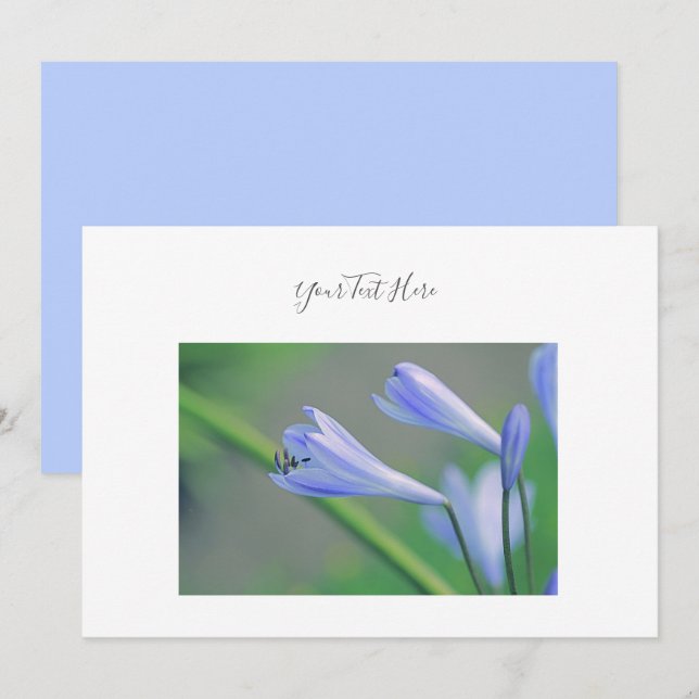 Invitación de Flores Azules Espectaculares con tu  (Anverso / Reverso)