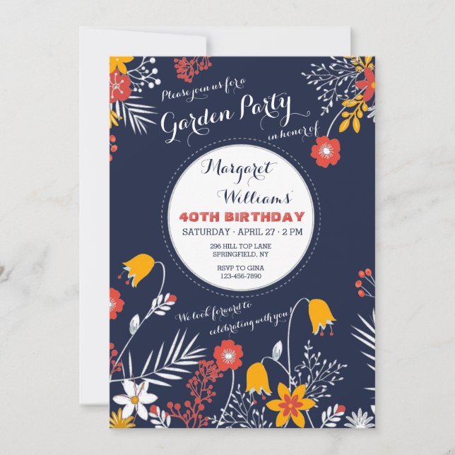 Invitación de flores con ojos brillantes de la mar (Anverso)