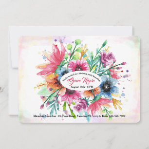 Invitación de Flores de Acuarela en un Arrebato