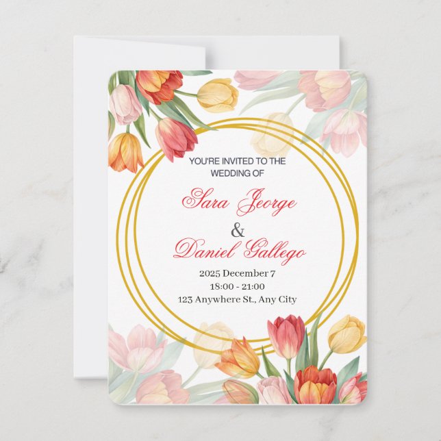 invitación de flores de boda (Anverso)