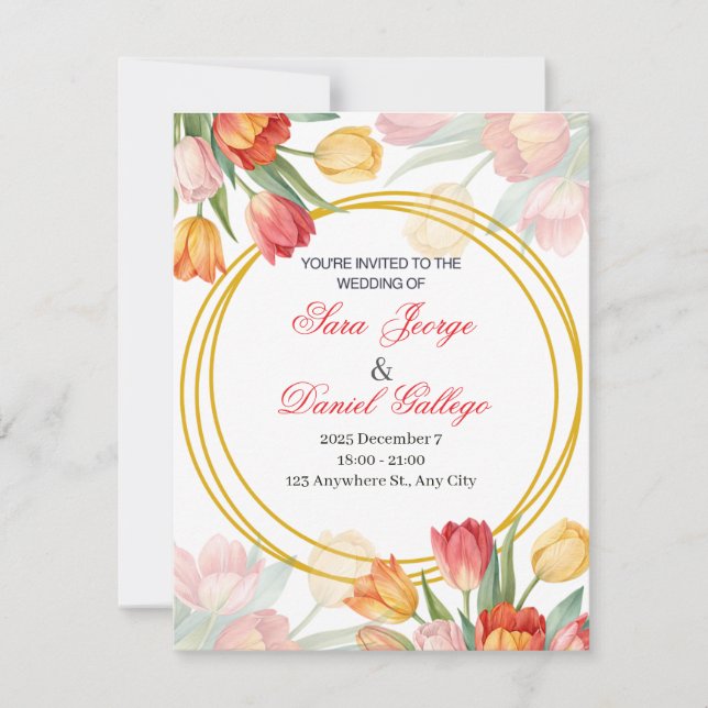 invitación de flores de boda (Anverso)