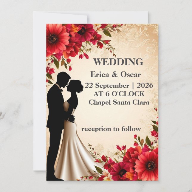 ✨ Invitación de Flores de Boda para Evento de Novi (Anverso)