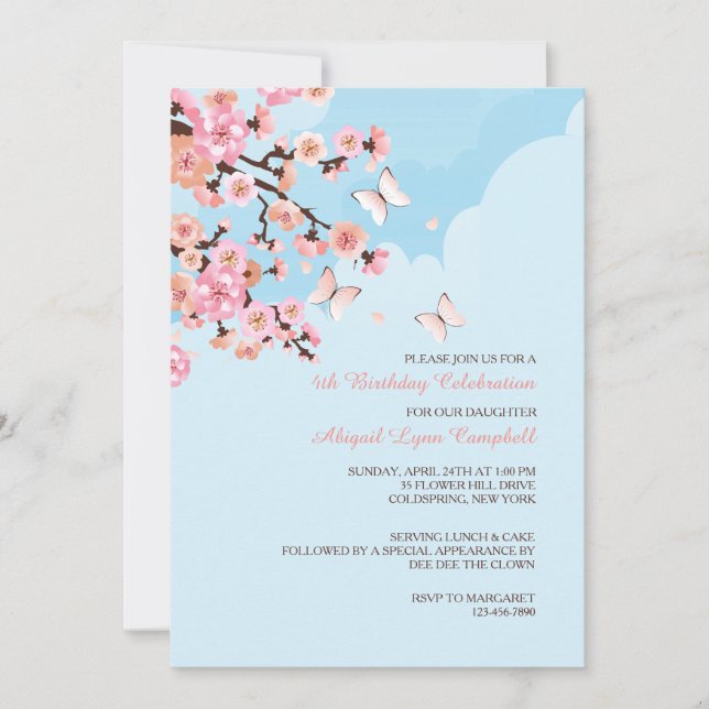 Invitación de Flores de Cerezo (Anverso)