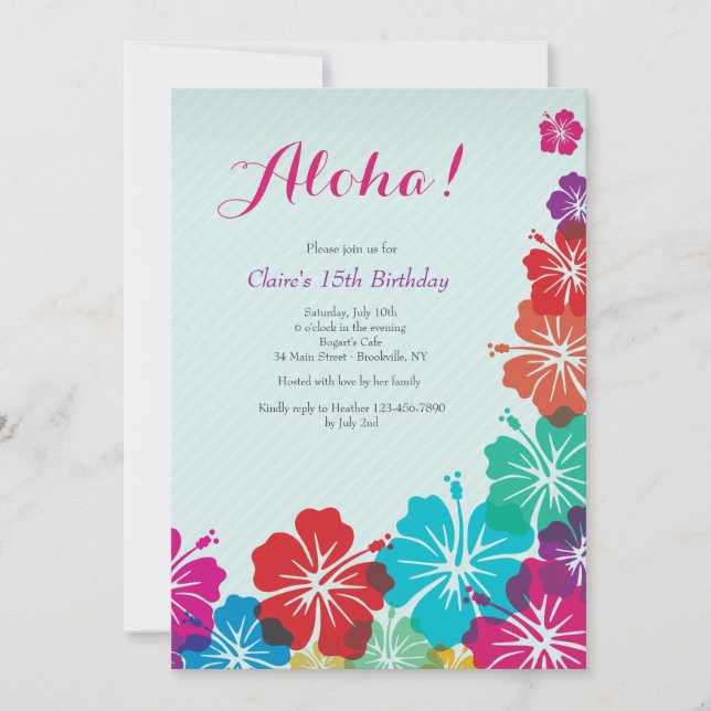 Invitación de Flores de Hibisco (Anverso)