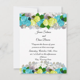 Invitación de flores mixtas turquesa y amarillo at
