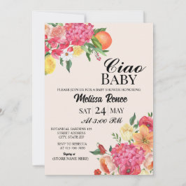 Invitación de flores para baby shower Ciao