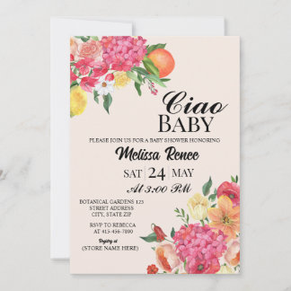 Invitación de flores para baby shower Ciao