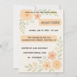Invitación de flores para baby shower dulce