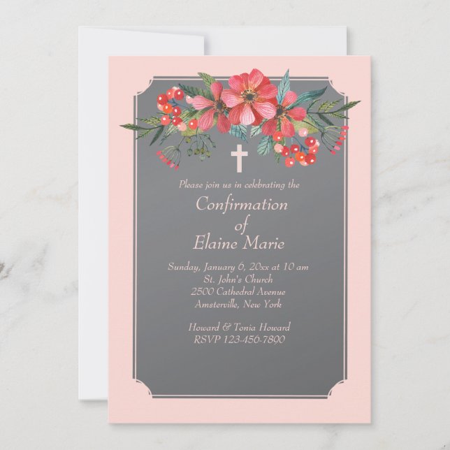 Invitación de flores pintadas a mano (Anverso)