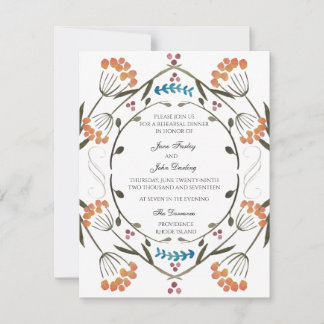 Invitación de flores populares con detalles azules