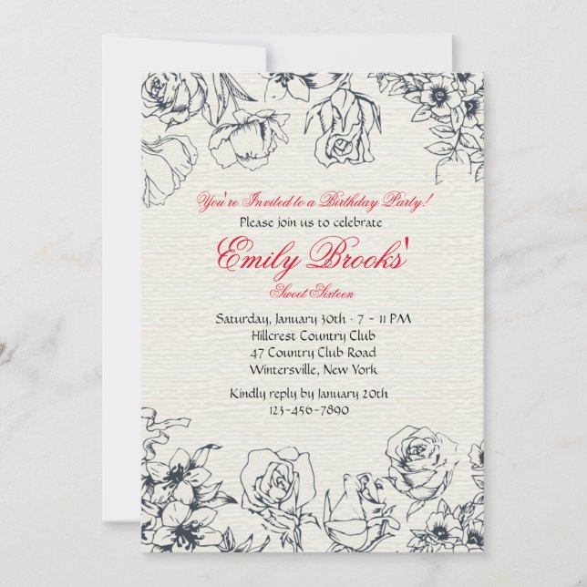 Invitación de Flores Reservadas (Anverso)