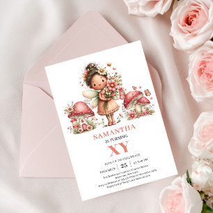 Invitación de Flores Rosadas del 8º Cumpleaños de