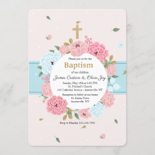 Invitación de Flores Rosas y Azules