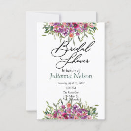 Invitación de flores silvestres de acuarela púrpur