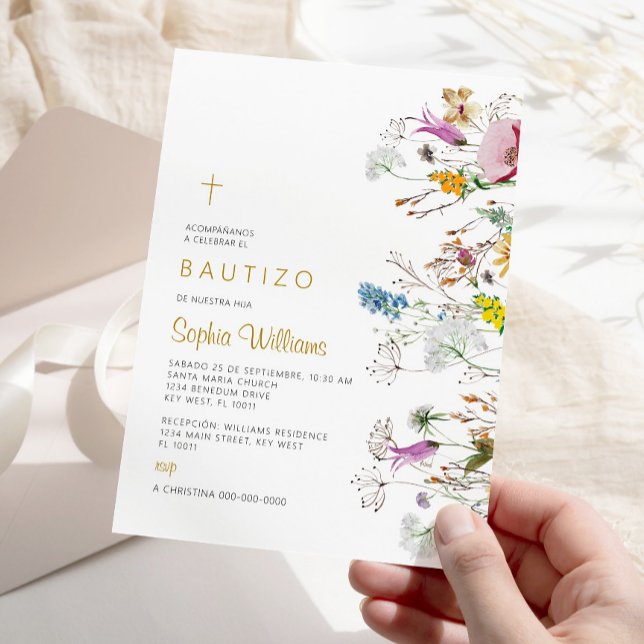 Invitación de Flores Silvestres para Bautizo (Subido por el creador)